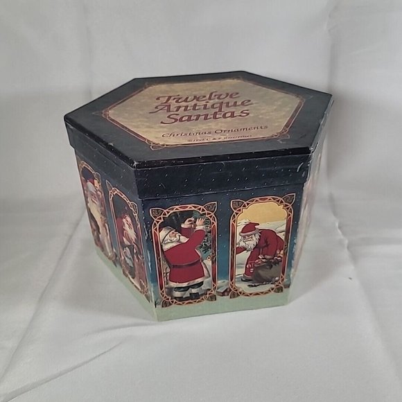 1995 VNT 12 Antique Santas Set of 12 bulb Christmas Tree Paper Ornaments w/ Box - Picture 15 of 15